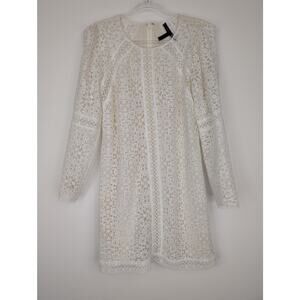 BCBGMAXAZRIA Dress Womens Medium Lace Long Sleeve Embroidered Sheath Bridal